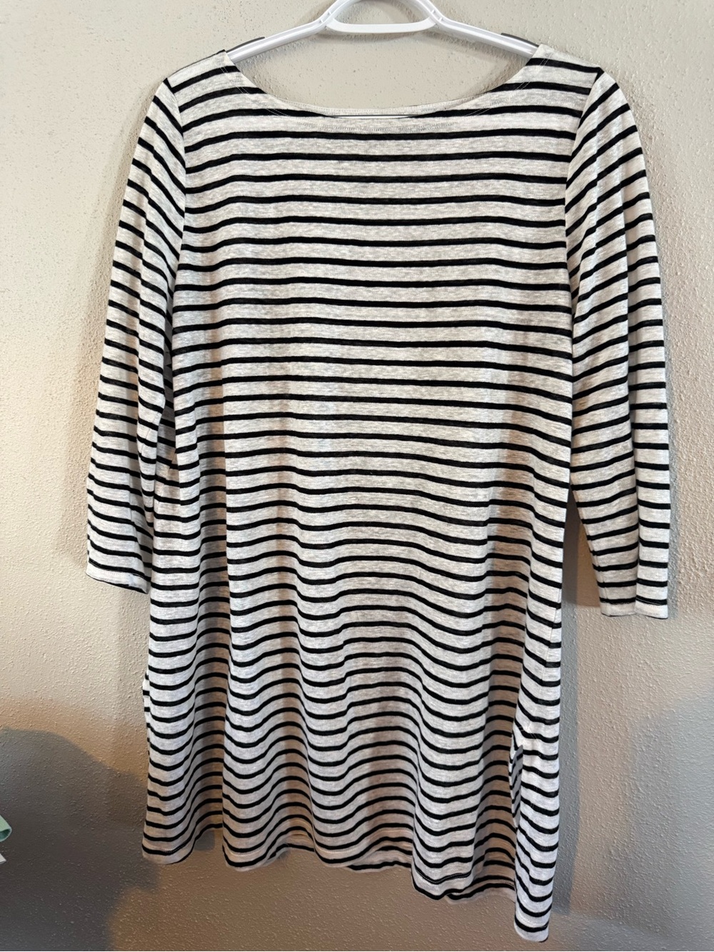 Eileen fisher (m) Black and White Striped Long Sleeve Women’s Dress